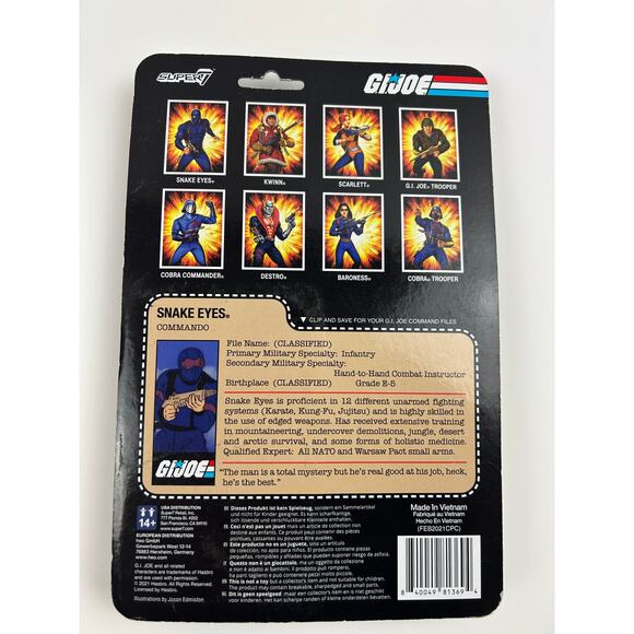 GI Joe Snake Eyes Commando Super7 ReAction 3.75 in sealed card 2021 - Picture 3 of 4